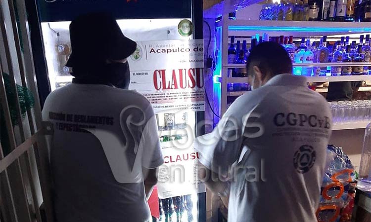 Clausuran cinco bares por incumplimiento de medidas sanitarias en Acapulco