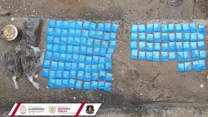 Asegura la Policía Estatal presunta droga en el municipio de Acapulco